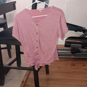 Pink button up blouse